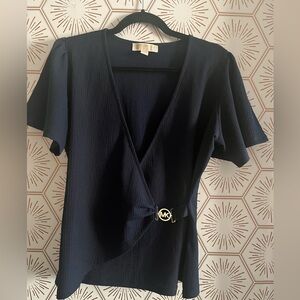 Michael Kors navy short sleeve blouse